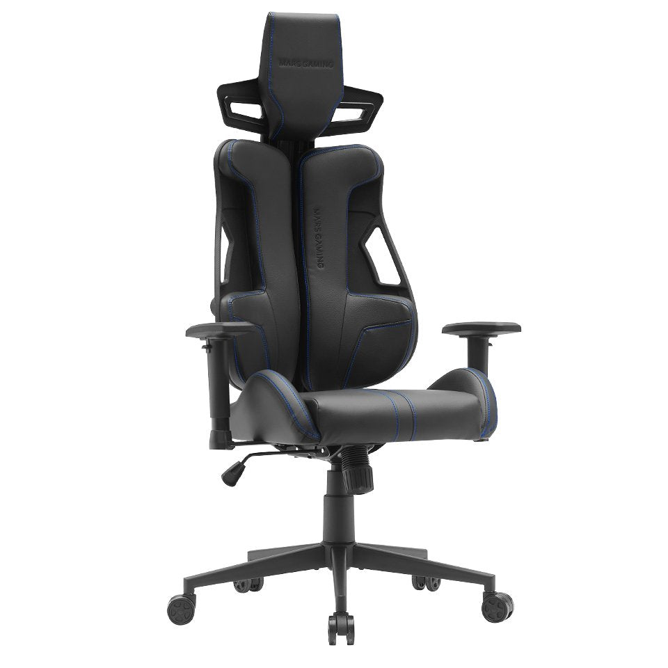Silla Ergonomica Mars Gaming Mgcelitebbl Cuero Pu Piston De Gas Clase 4 Mas 150kg Negro Costuras Azul