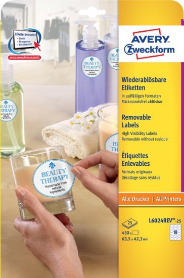Avery Zweckform Etiquetas L6024rev-25 Blanco 63,5 X 42,3 Mm