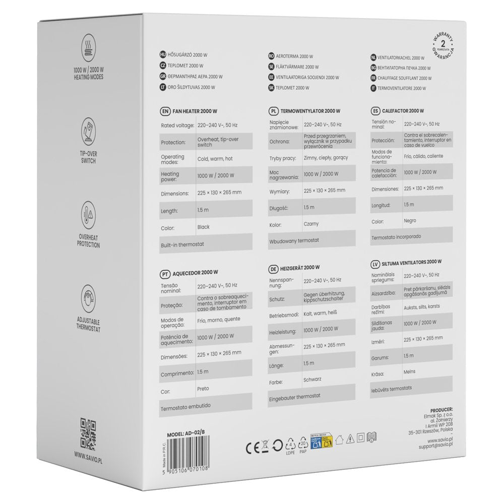 Savio Ad-02 B Ventilador Negro