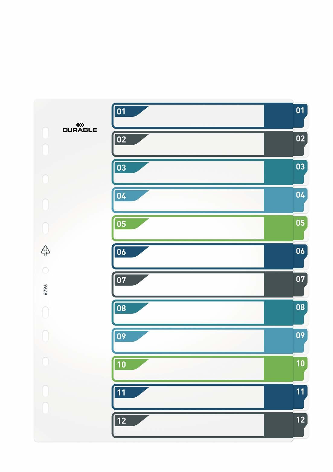 EAN 4005546735122 - Durable 679627 lengüeta de índice Separador en blanco con pestaña Polipropileno (PP) Multicolor imagen 4