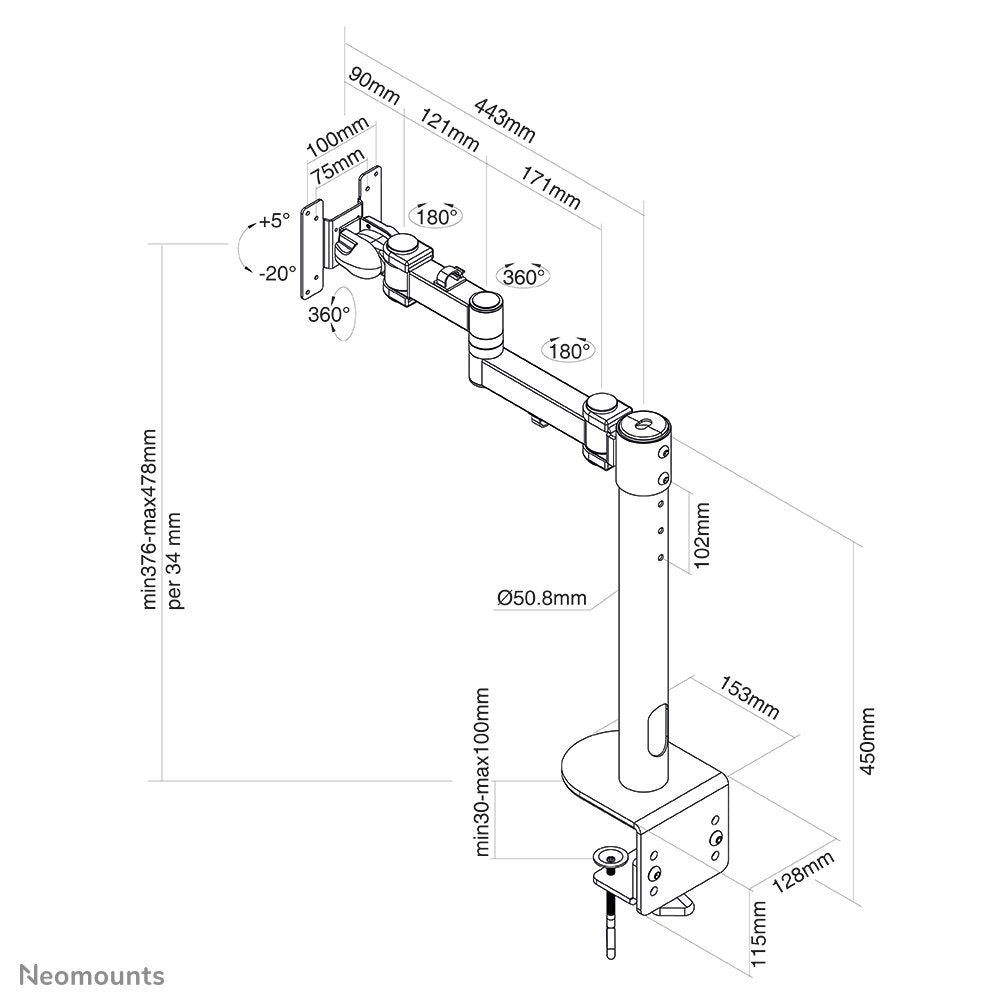 EAN 8717371447533 - Neomounts FPMA-D960BLACKPLUS soporte para monitor 124,5 cm (49") Escritorio Negro imagen 6