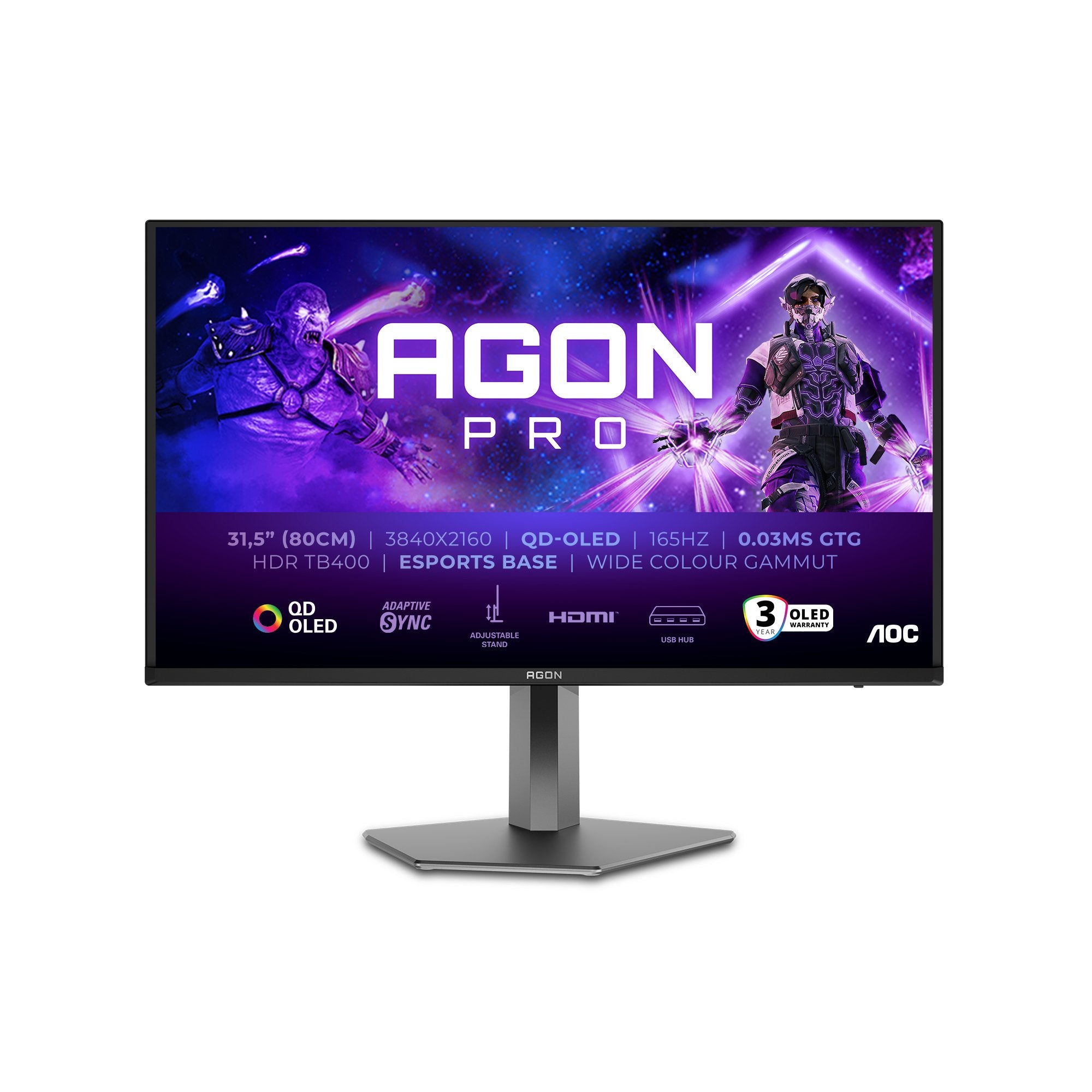 EAN 4038986112468 - AOC AGON PRO AG326UD pantalla para PC 80 cm (31.5") 3840 x 2160 Pixeles 4K Ultra HD QD-OLED Negro imagen 2