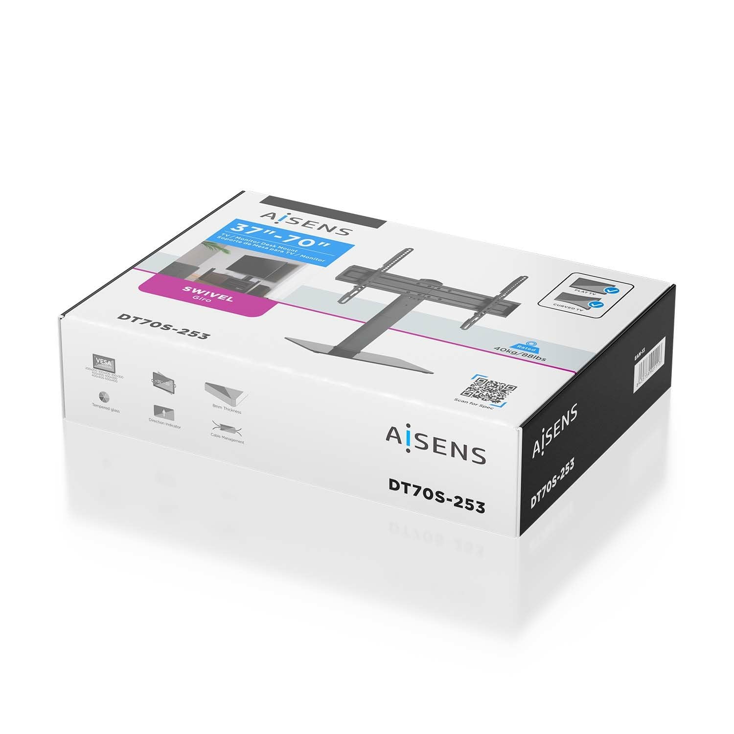 Aisens Soporte De Mesa Eco Giratorio Para Monitor/Tv 40kg De 37-70, Negro