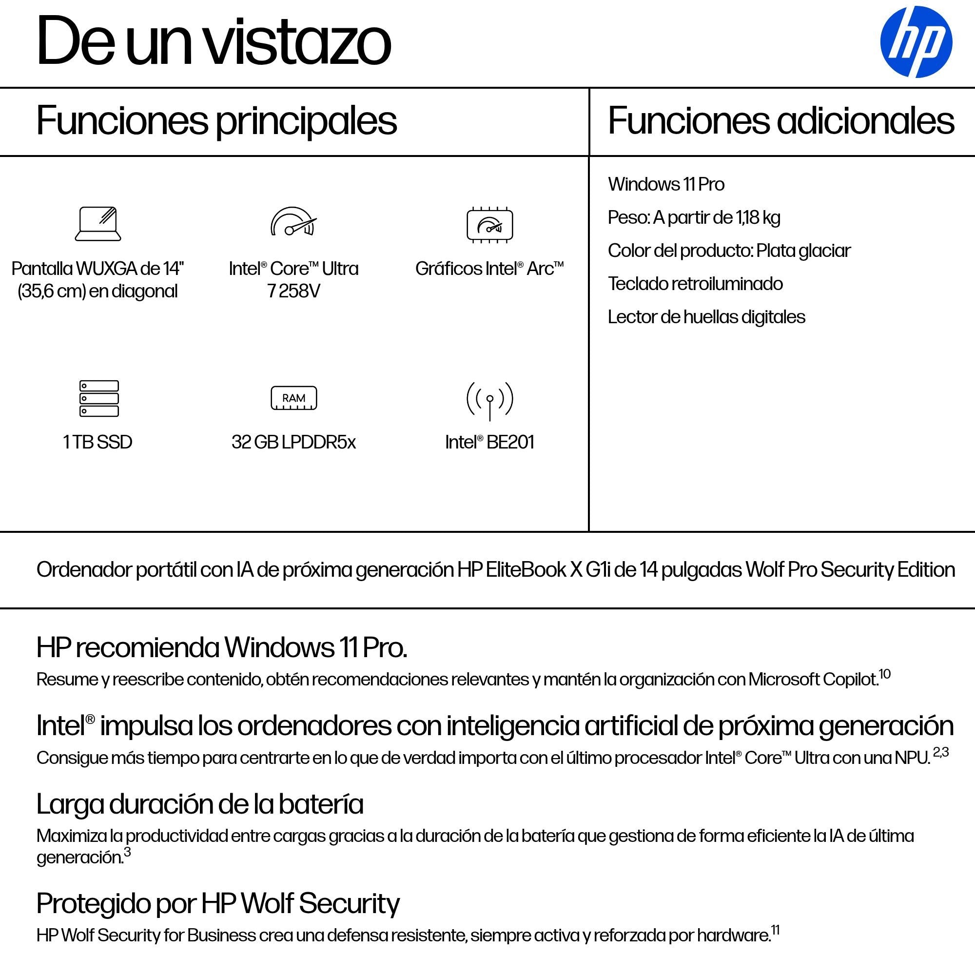 EAN 198990470818 - HP EliteBook X G1i Next Gen AI PC Wolf Pro Security Edition Copilot+ PC Intel Core Ultra 7 258V Portátil 3 imagen 4