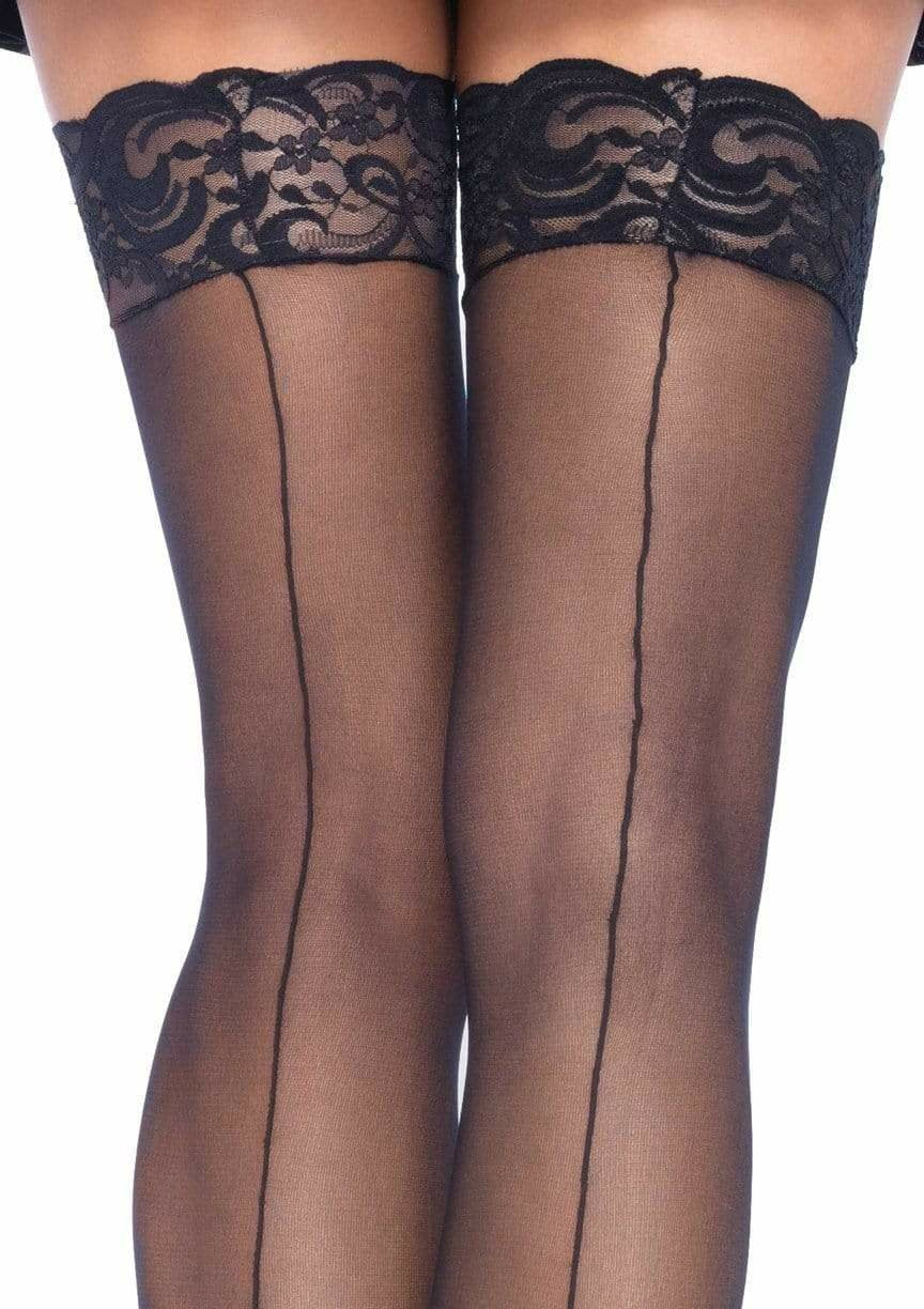 Leg Avenue - Medias Con Costura Y Encaje En La Parte Superior
