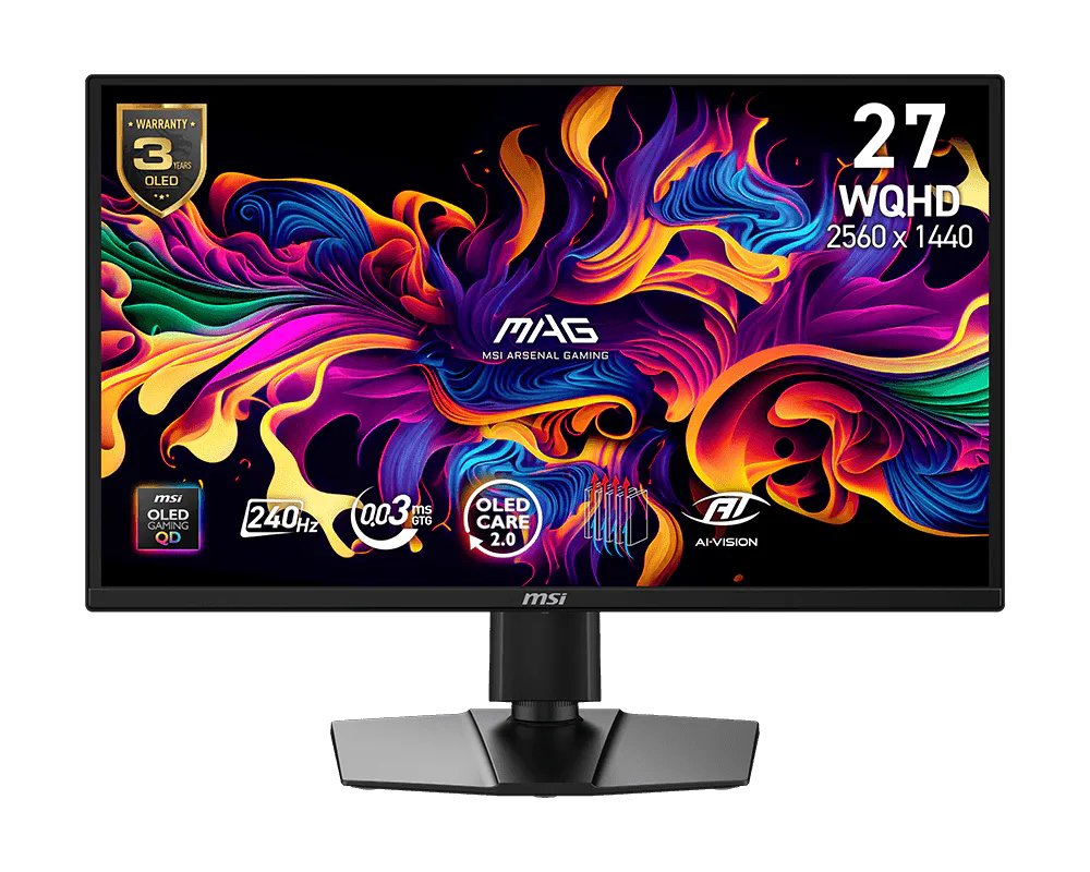 Msi Mag 272qpde Qd-Oled X24 (67.3 Cm (26.5 Zoll), Negro, Wqhd, Hdmi, Dp, Usb-C, 240hz Panel) Mag272qpdeqd-Oledx24
