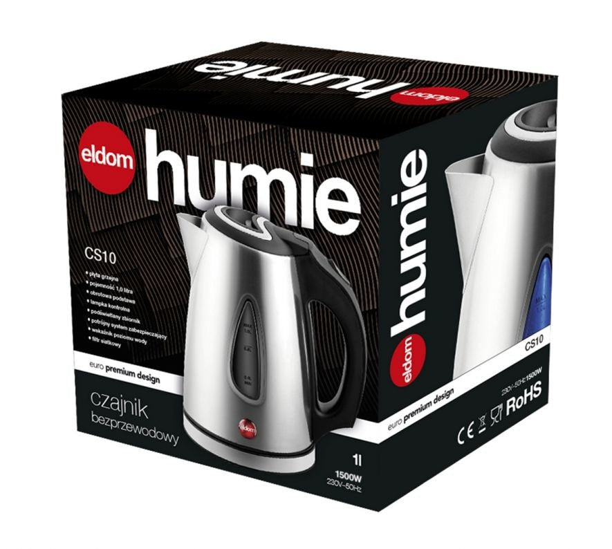 EAN 5908277383688 - ELDOM CS10 HUMIE tetera eléctrica 1 L 1500 W Negro, Acero inoxidable imagen 5