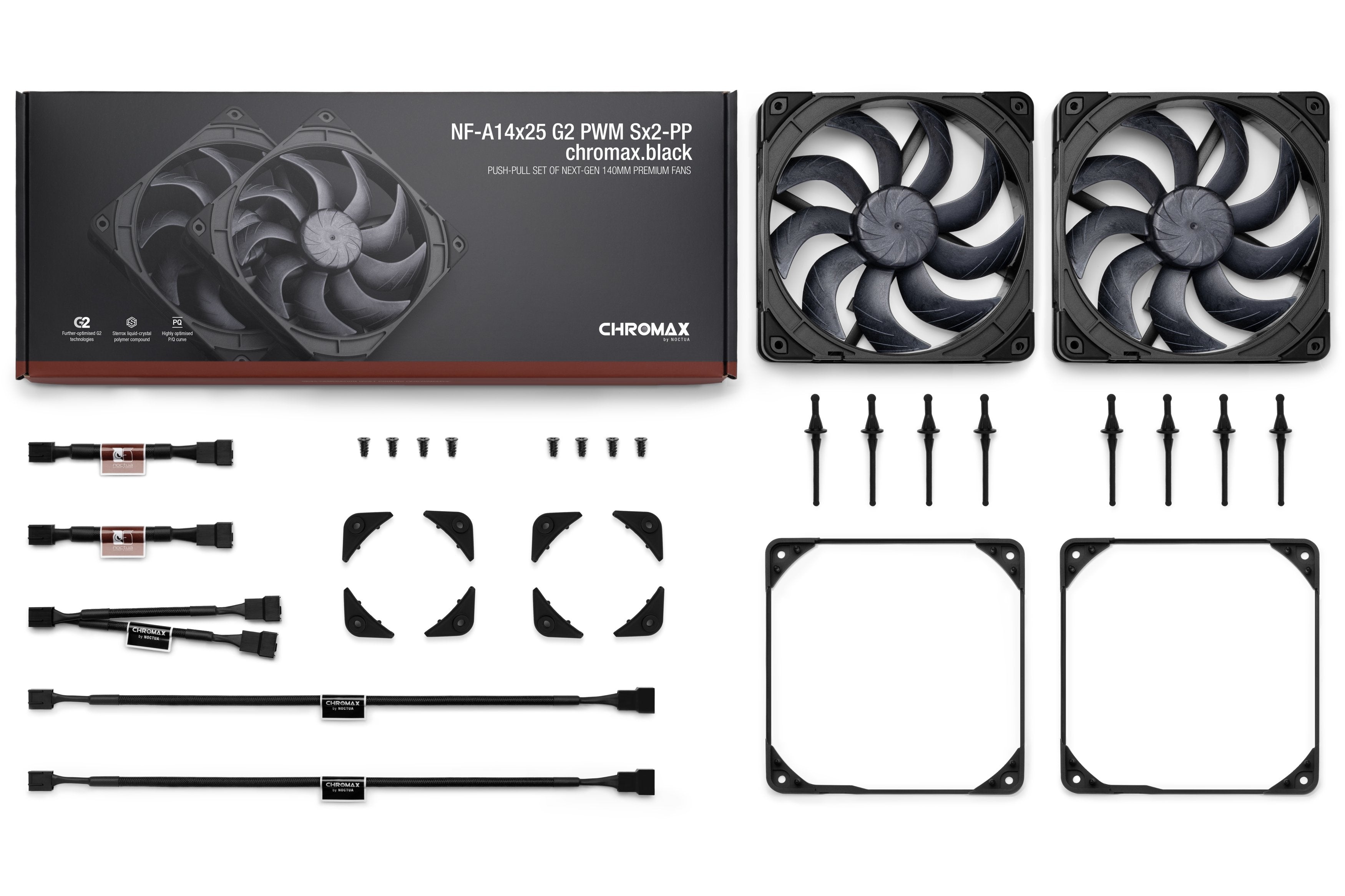 EAN 9010018100730 - Noctua NF-A14X25 G2 PWM SX2-PP CHROMAX.BLACK sistema de refrigeración para ordenador Carcasa del ordenado imagen 8