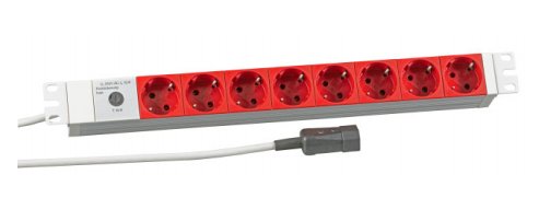 Regleta Efb 19" 1u 8xcee 7 3 Roja, Cable De Alimentación C14