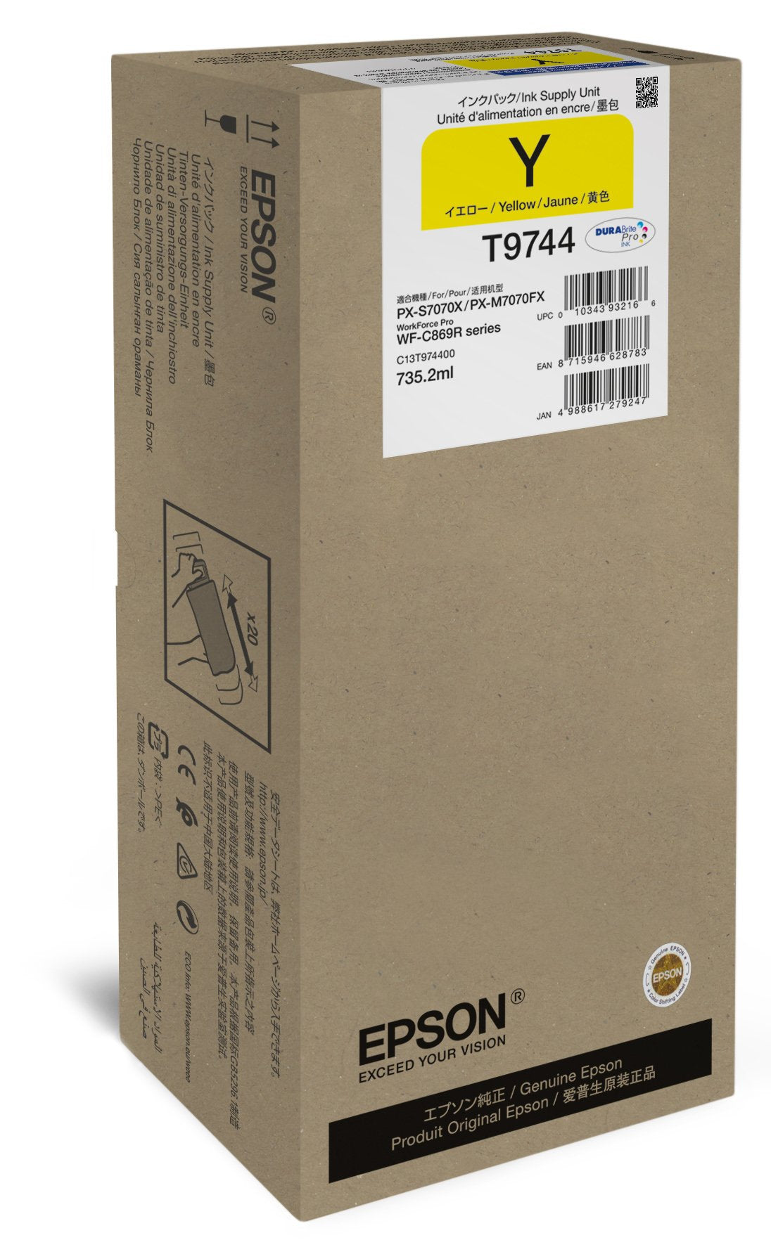 EAN 8715946628783 - Epson T9744 cartucho de tinta 1 pieza(s) Original Extra (Súper) alto rendimiento Amarillo imagen 1