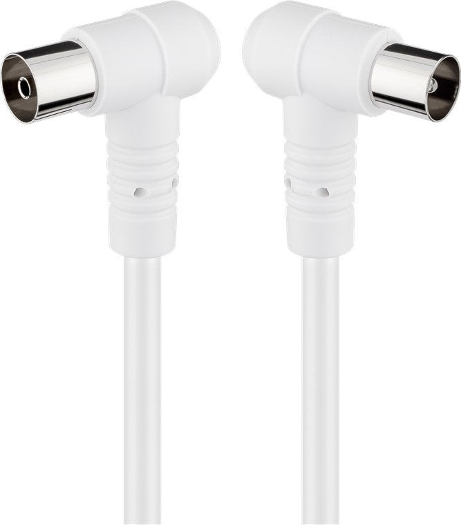 Cable De Antena De 1,5m Coaxial Macho 90° A Coaxial Hembra 90° <80 Db Doble Malla Blanco Bulk Goobay
