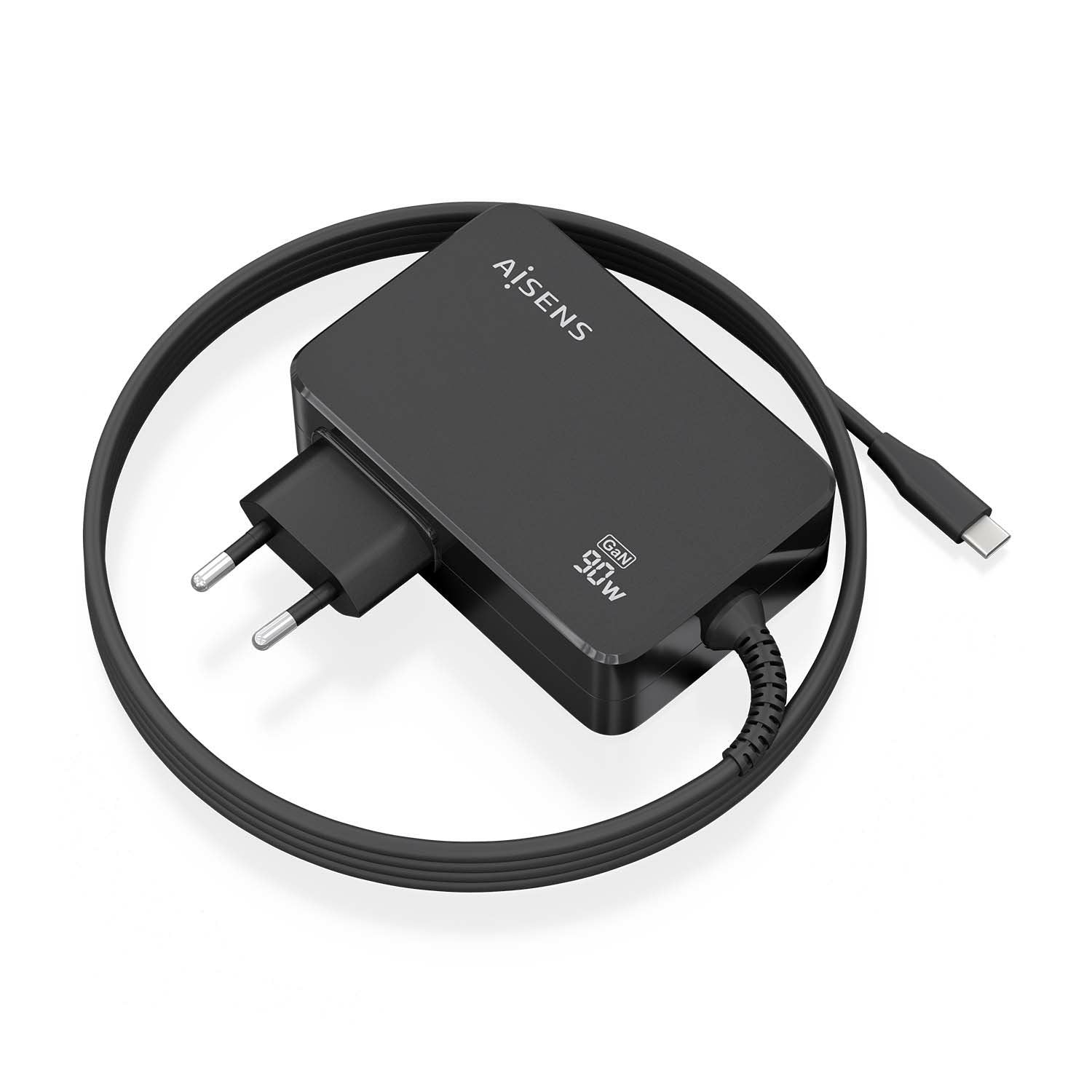 Aisens Cargador Gan 90w Pd3.0 1xusb-C 1.8m, Negro