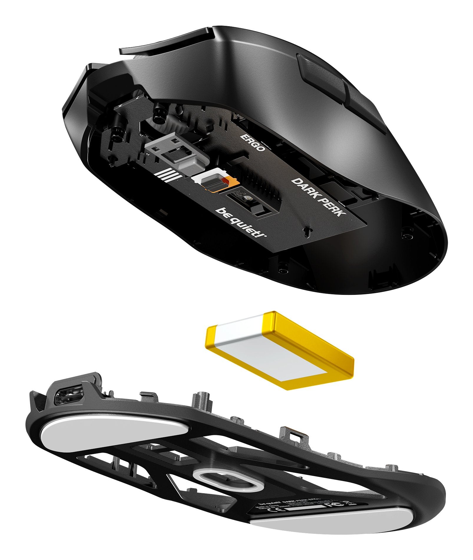 Raton Be Quiet! Dark Perk Ergo Gaming Cablelos Schwarz