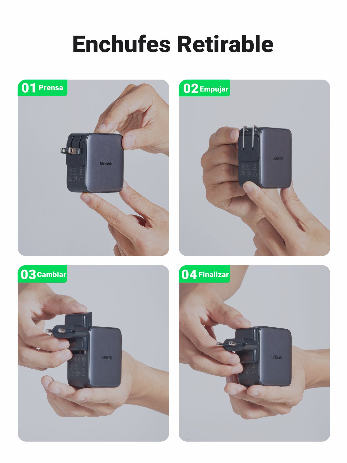 EAN 6957303894093 - Ugreen 65W Nexode GaN Auriculares, Teléfono móvil, Portátil, Reloj inteligente, Tableta Gris USB Carga rá imagen 6
