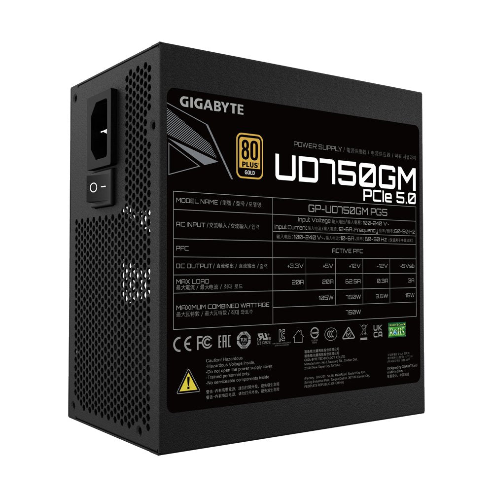 EAN 0810075657869 - GIGABYTE UD750GM PG5 unidad de fuente de alimentación 750 W 20+4 pin ATX ATX Negro imagen 2