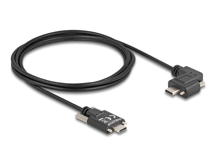 Delock 80957 Cable Usb 2.0 Usb Type-C Macho Con Tornillos A Usb Type-C Macho Con Tornillos Acodado A La Izquierda / La Derecha Pd 3.0 60 W 2 M