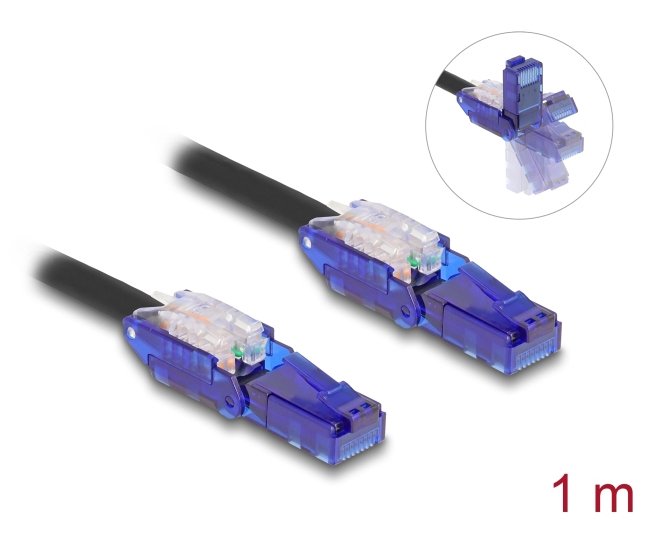 Delock Rj45 Netzwerkcable Cat.6 Utp Mit 180° Winkelbaren Steckern Schwarz 1 M