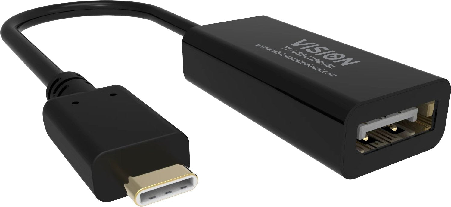 Vision Adaptador De Vídeo Usb-C Macho A Displayport Hembra 15 Cm Negro Admite 8k60hz (7680 X 4320)