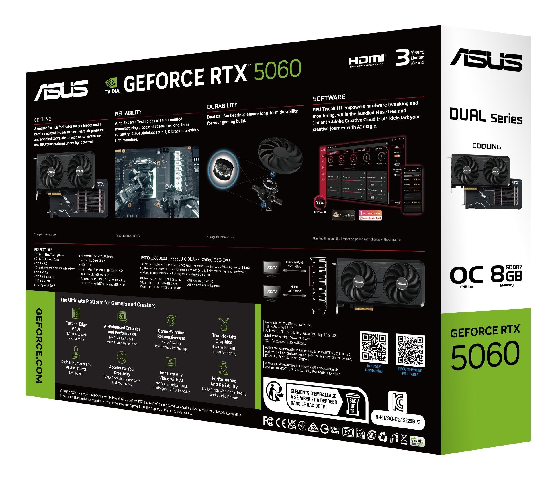 Tarjeta Grafica Asus Dual Rtx 5060 Evo Oc 8gb - Bulk