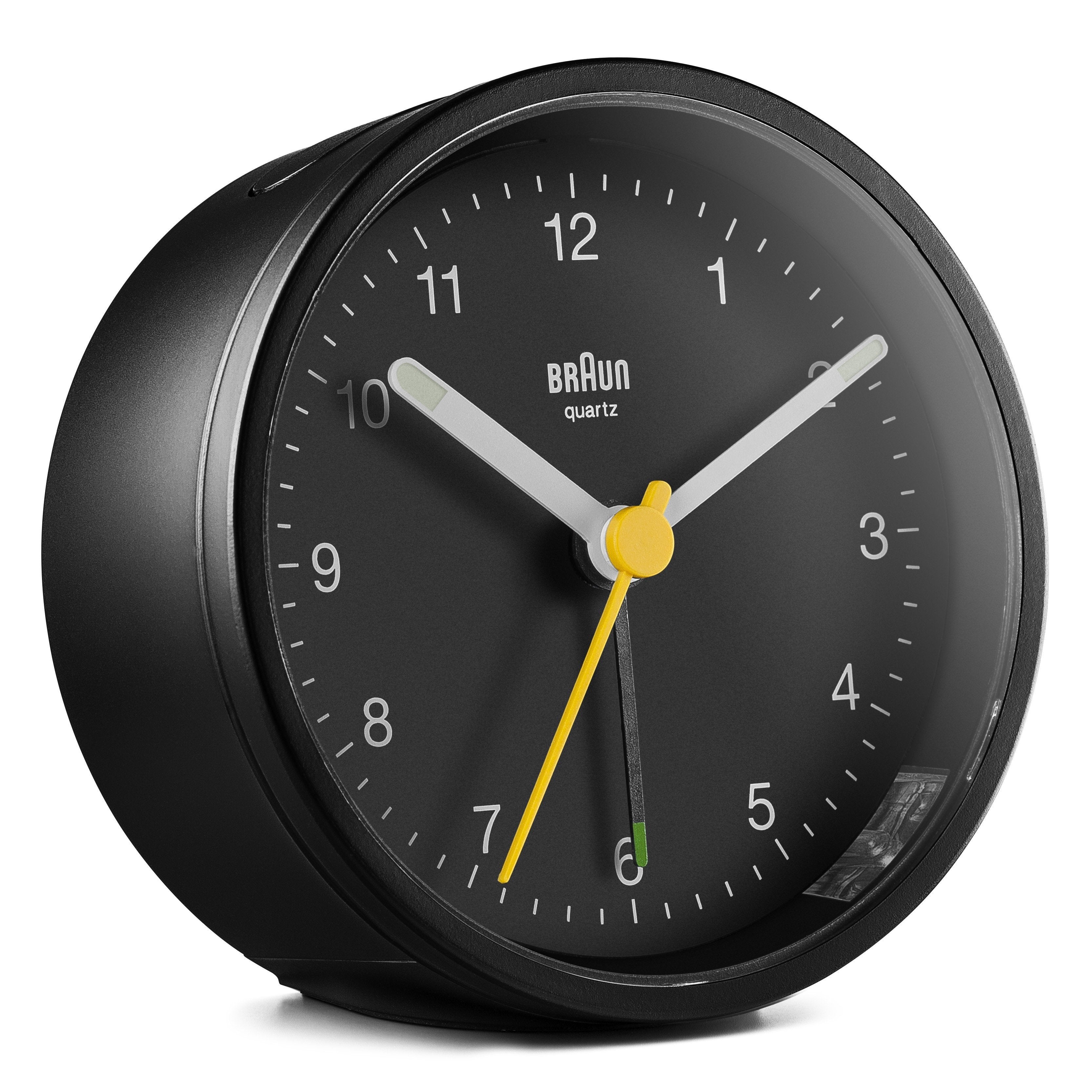 Braun Bc12, Reloj Despertador Analógico, Alrededor, Negro, Analógica, Amarillo, Batería