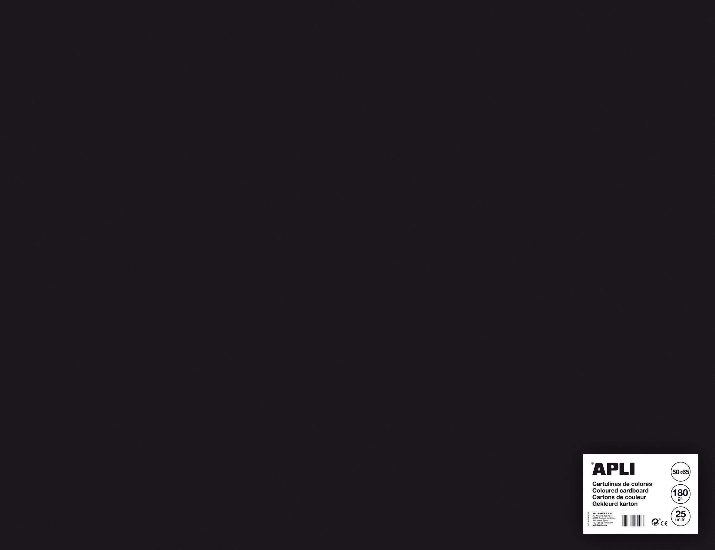 Apli Cartulina 50x65cm 170gr Pack De 25h Negro