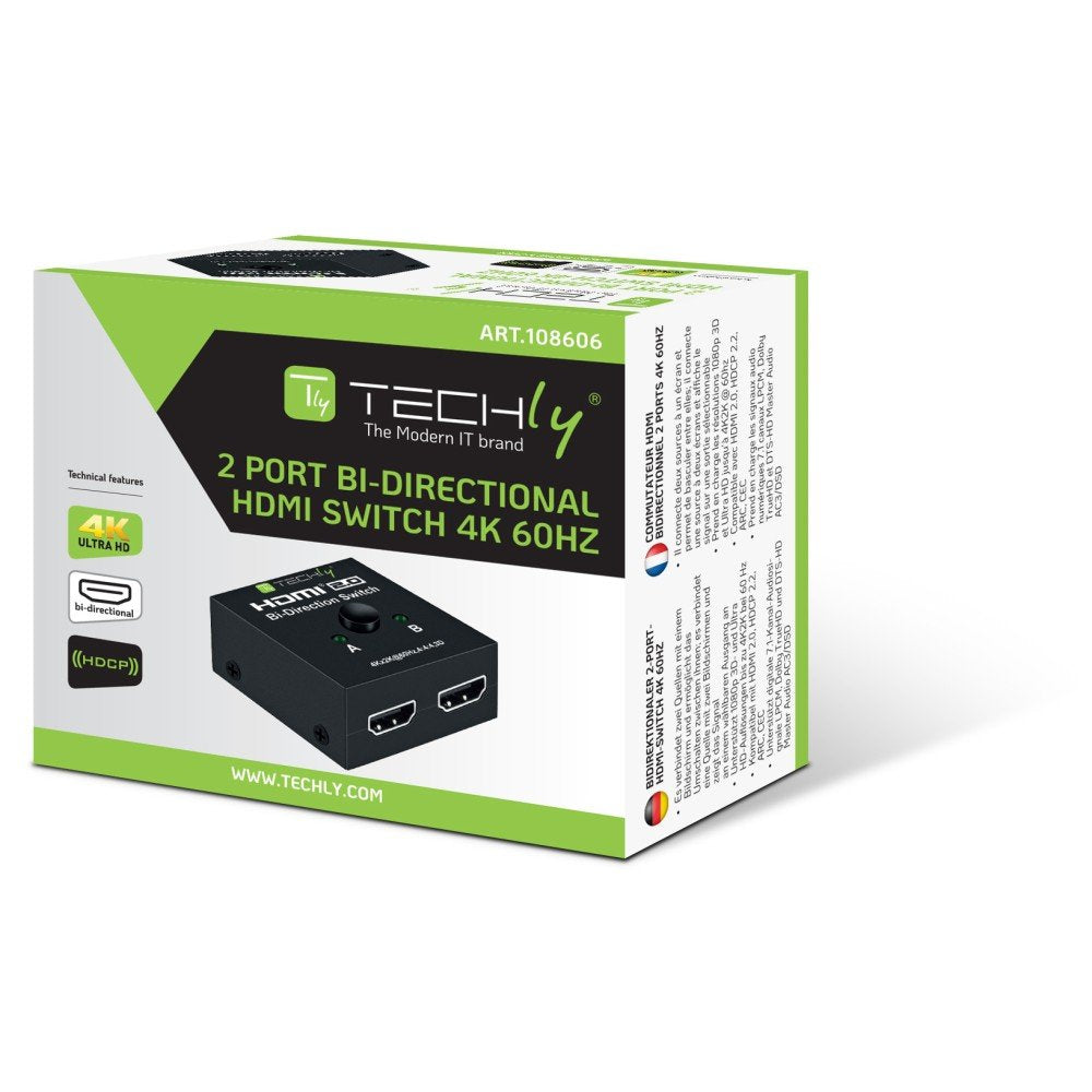 Techly Hdmi Switch, Bi-Direccional, Switch 4k@60hz, 2-Port
