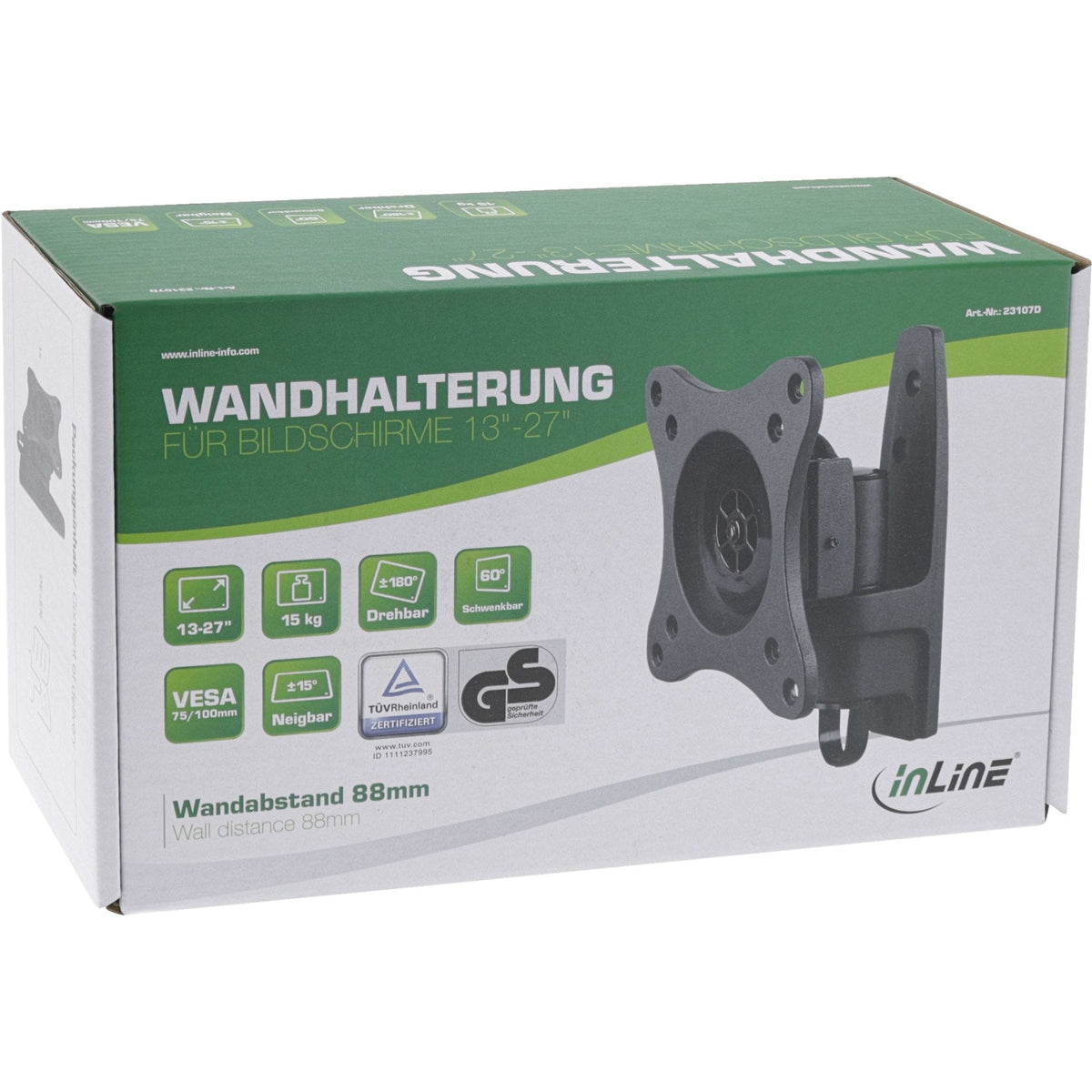 Soporte De Pared Inline Para Tft De Hasta 68 Cm 27" Máx. 15 Kg