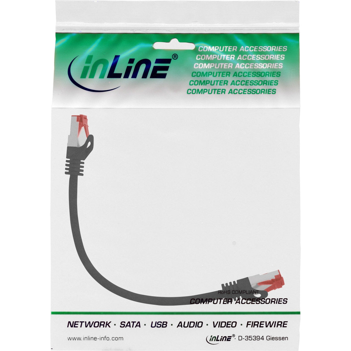 Inline® Cable De Red S/Ftp Pimf Cat.6 250mhz Pvc Cca Negro 0.3m