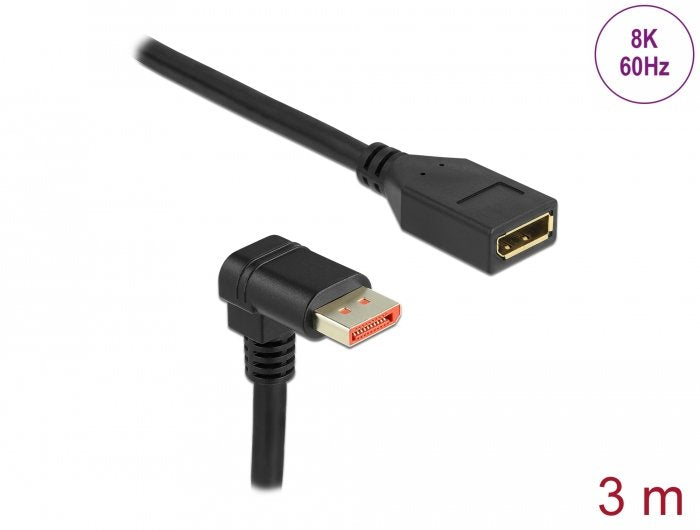 Delock Displayport Verlängerungscable Stecker 90° Unten Gewinkelt Zu Buchse 8k 60 Hz 3 M
