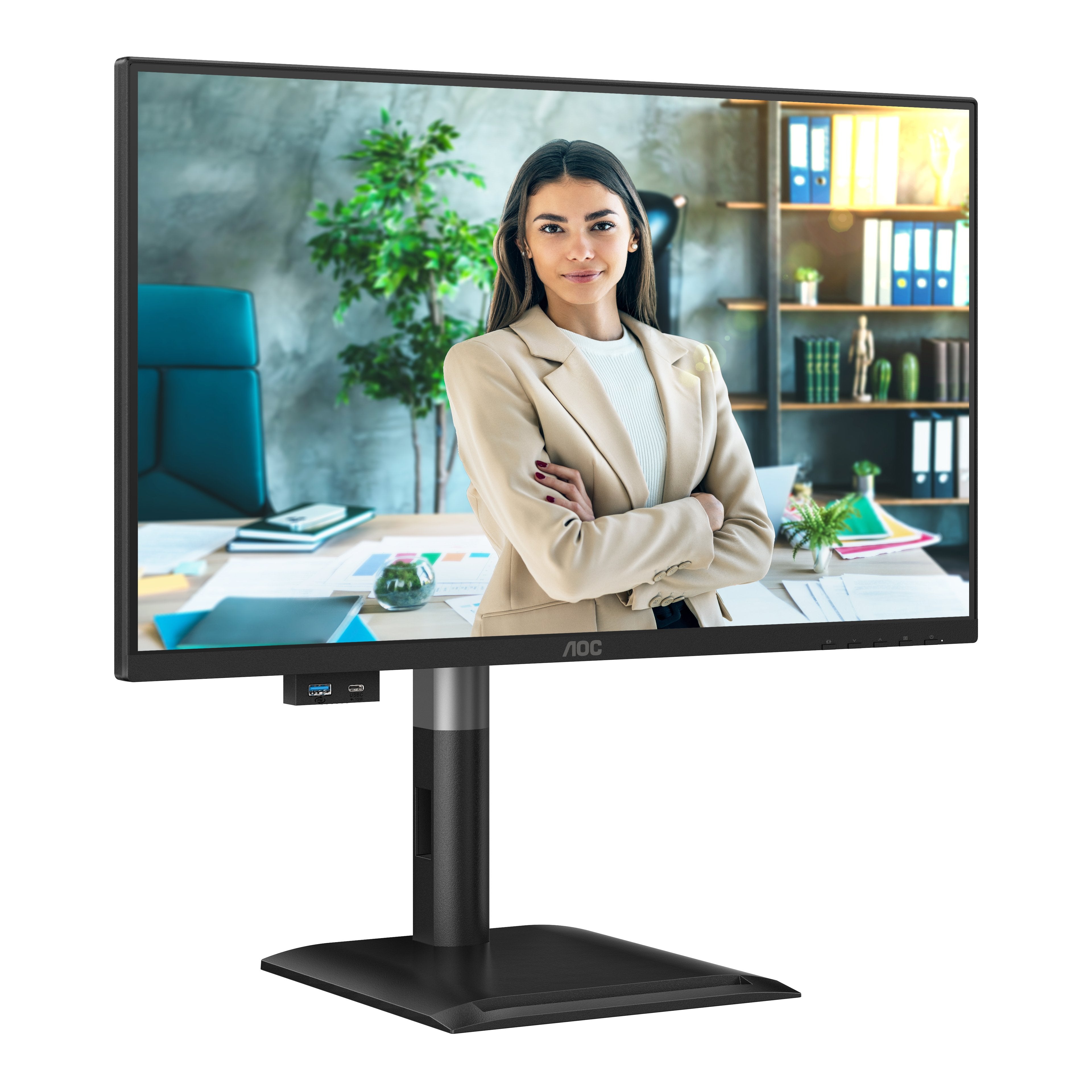 Aoc 24p4cv 23.8" Ips Fhd 120hz 4ms Hdmi Dp Usb C Pd96w Hub Usb Speakers Has 150mm