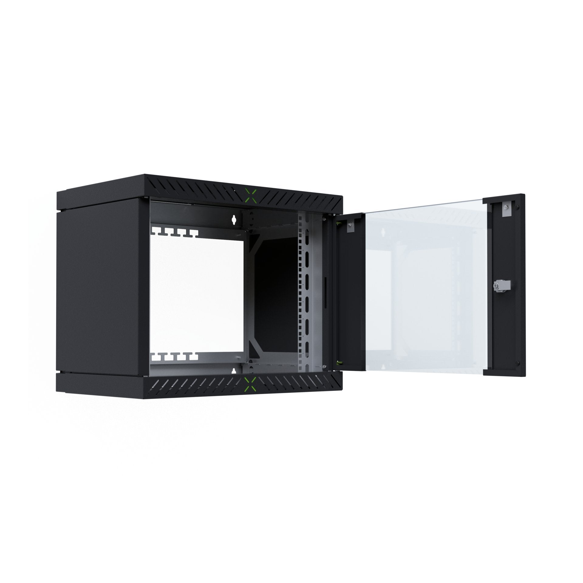 Armario De Pared X-Rack De 19" Con Puerta De Vidrio De 400-600 Mm, 9u, Negro.