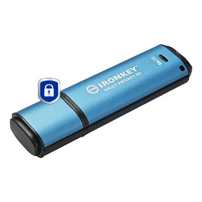 EAN 0740617329001 - Kingston Technology IronKey Vault Privacy 50 unidad flash USB USB tipo A 3.2 Gen 1 (3.1 Gen 1) Negro, Azu imagen 2