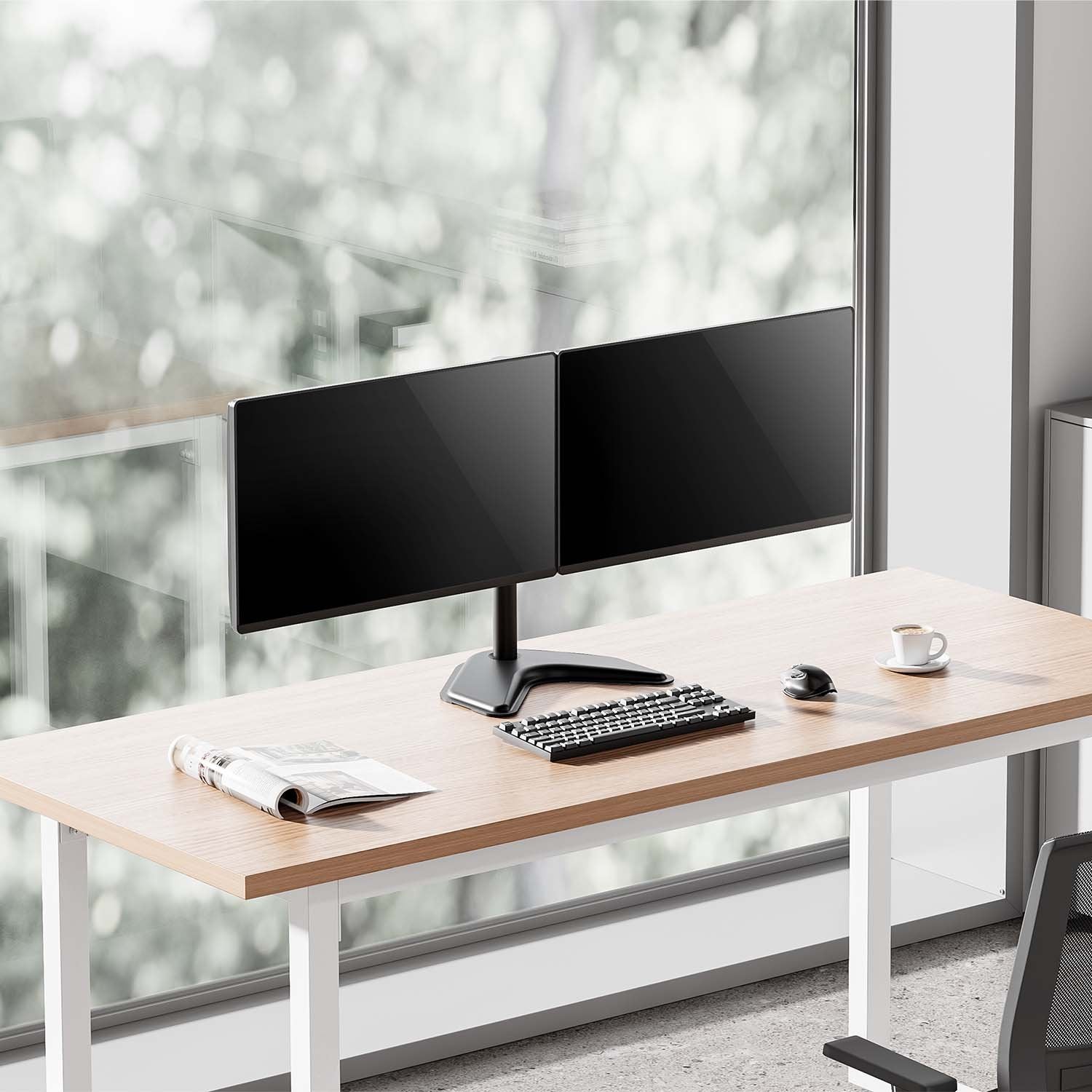 Aisens Soporte De Mesa Con Peana Eco Giratorio E Inclinable Para Monitor/Tv 10kg (3 Pivotes, 2 Brazos) De 17-32, Negro