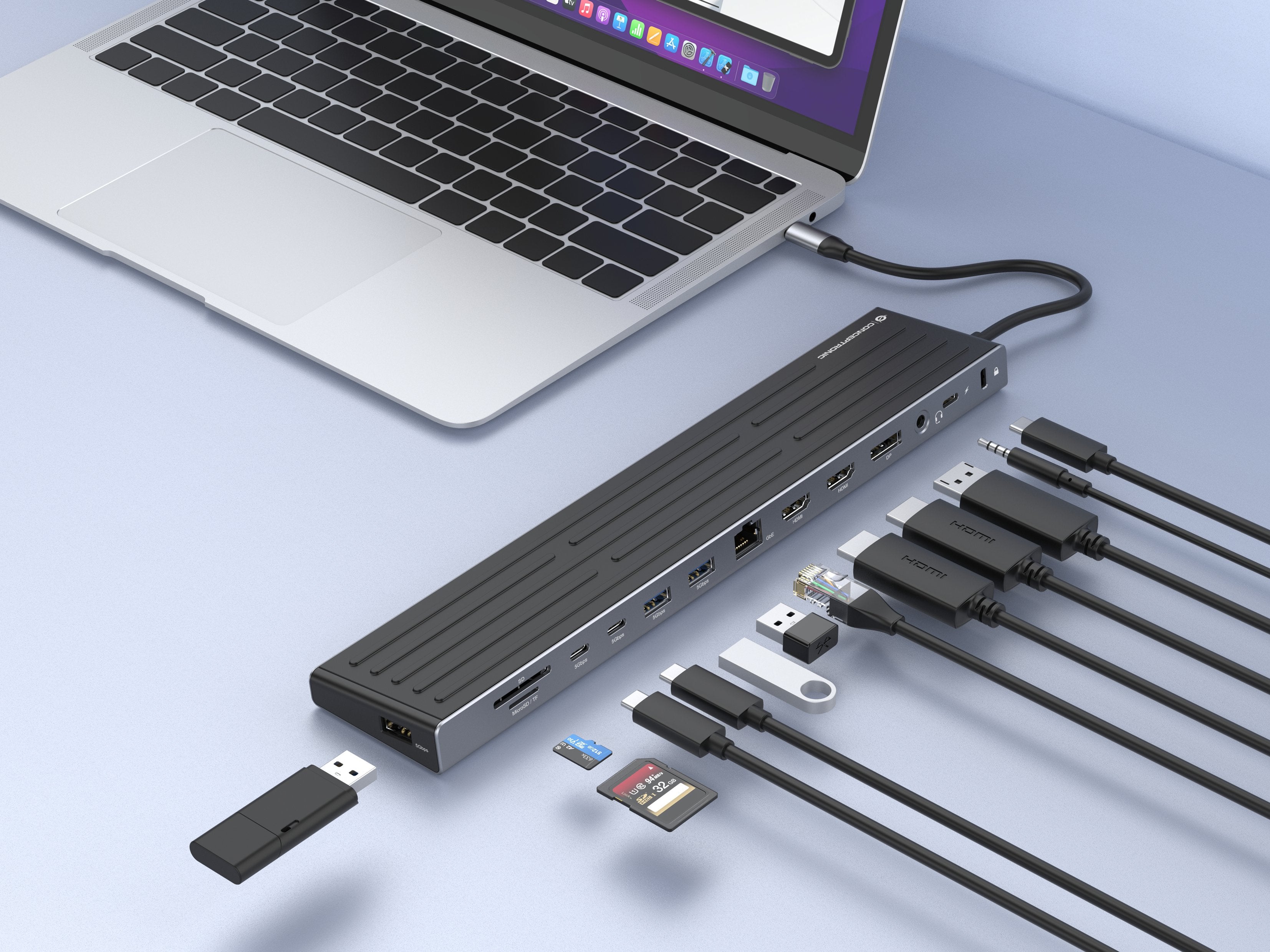 EAN 4015867241288 - Conceptronic DONN32B base para portátil y replicador de puertos Alámbrico USB 3.2 Gen 1 (3.1 Gen 1) Type- imagen 4