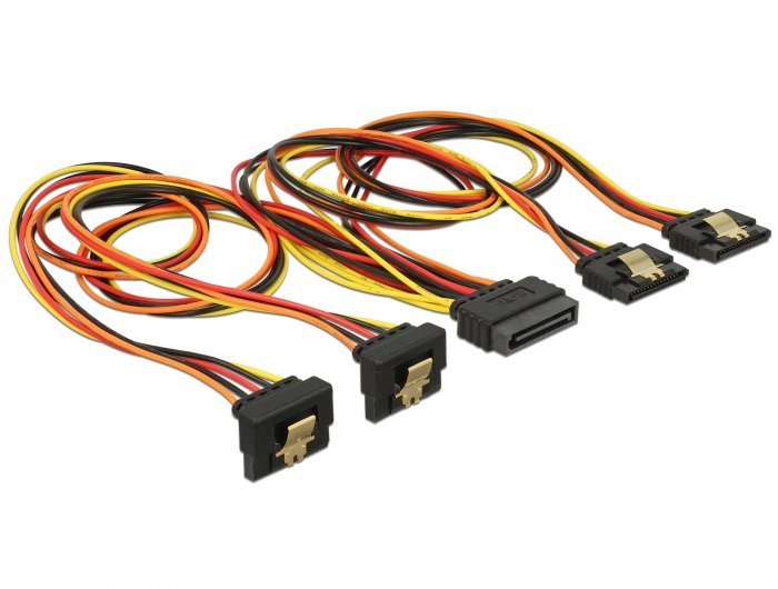 Delock Sata 15pin> 2x En Ángulo (Abajo) + 2x Recto, Cable 50 Cm 60152