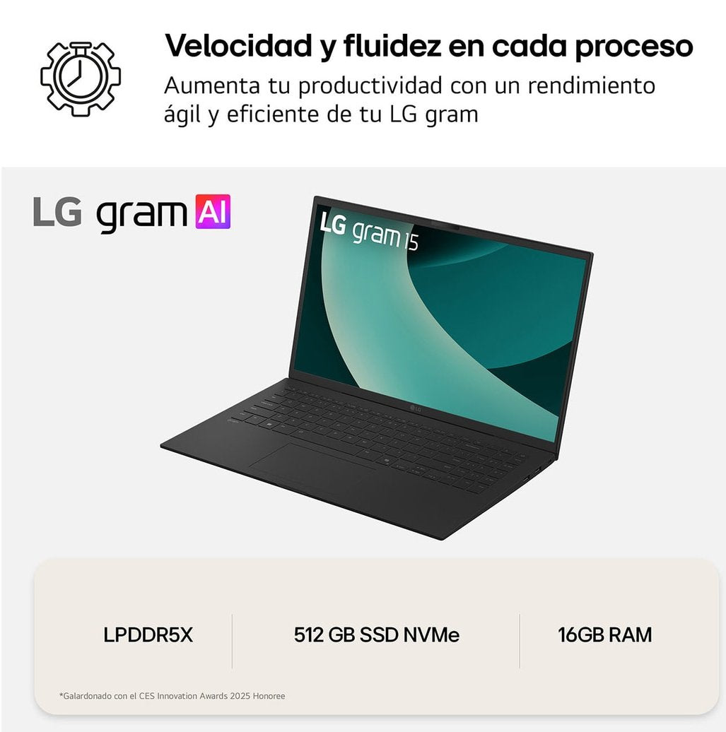 EAN 8806096467008 - LG Gram 15Z80T AMD Ryzen AI 5 340 Portátil 38,1 cm (15") Full HD 16 GB LPDDR5x-SDRAM 512 GB SSD Wi-Fi 6E imagen 9