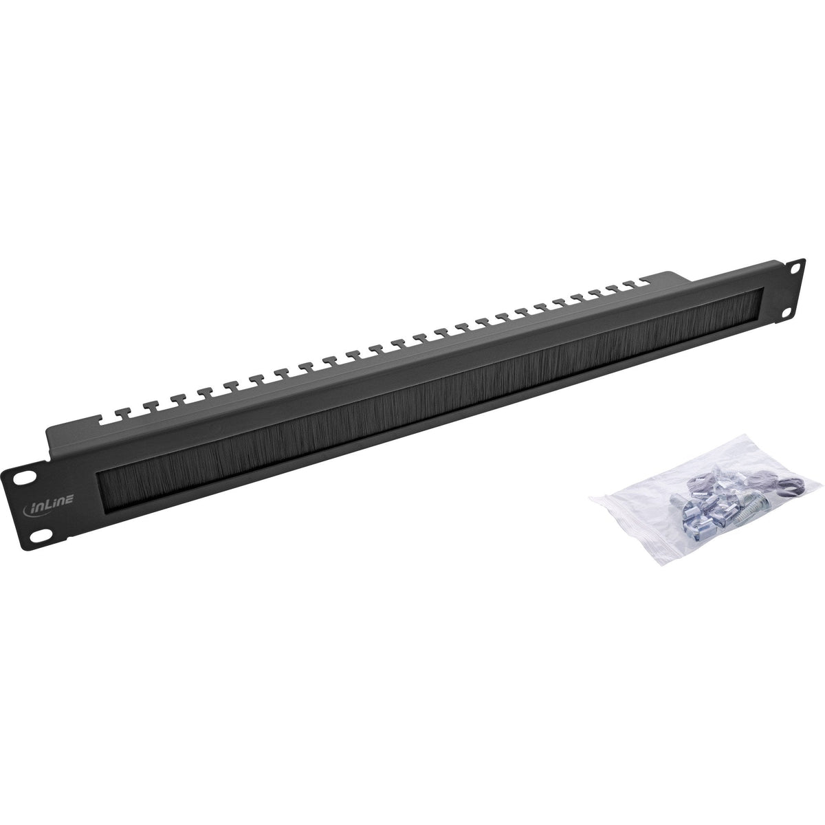 Inline® 19 Cable Entry Plate With Brush And Cable Strip, 1u, Ral 9005
