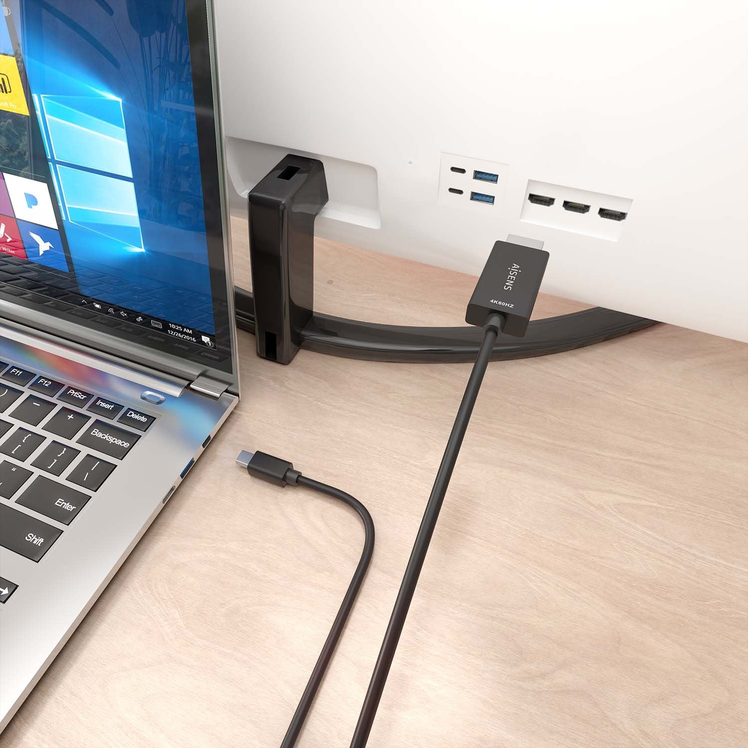 Aisens Cable Conversor Mini Dp A Hdmi 4k@60hz, Mini Dp/M-Hdmi/M, Negro, 0.6m