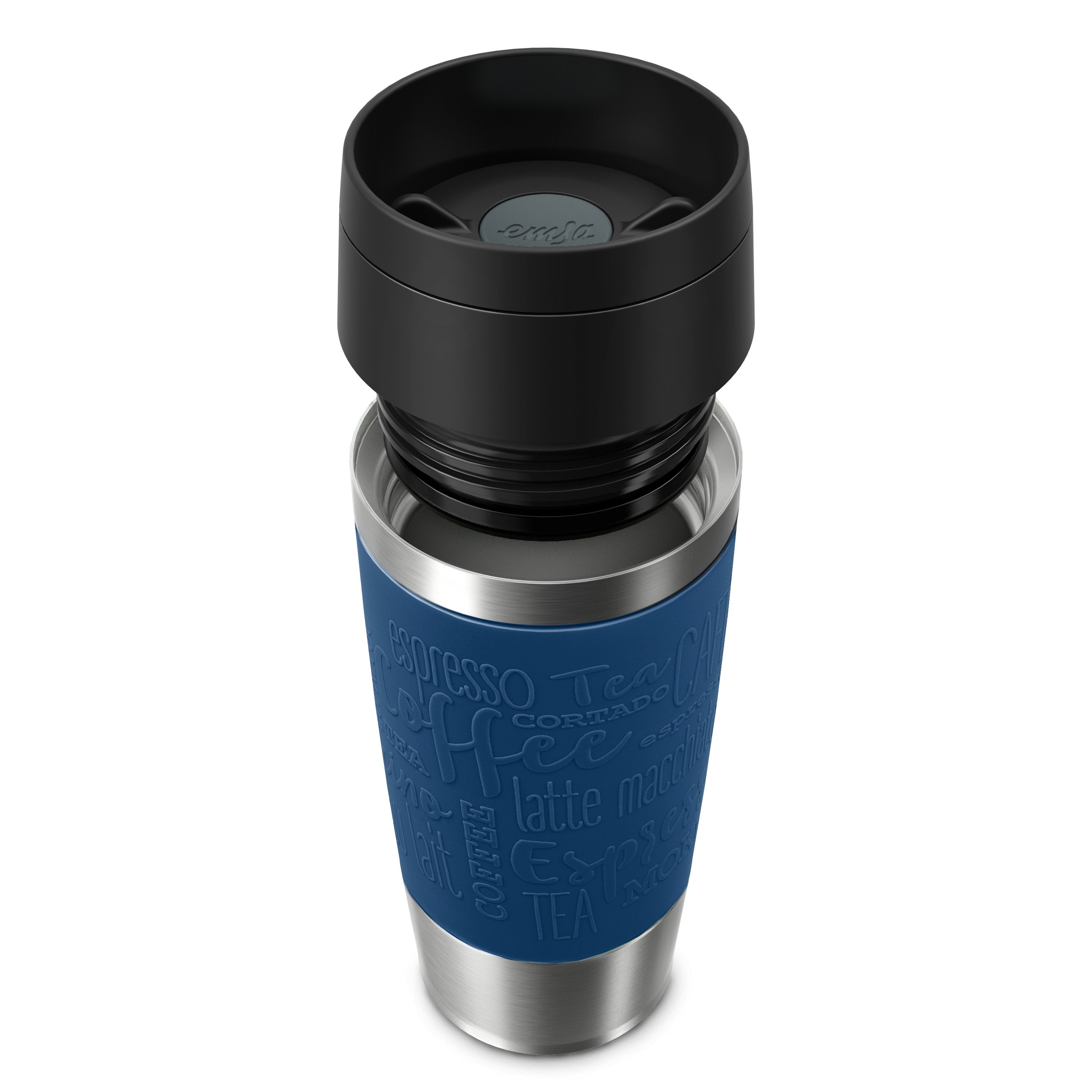 Taza Térmica Emsa Travel Mug Clásica Azul Oscuro/Acero Inoxidable, 0,36 Litros N2020300
