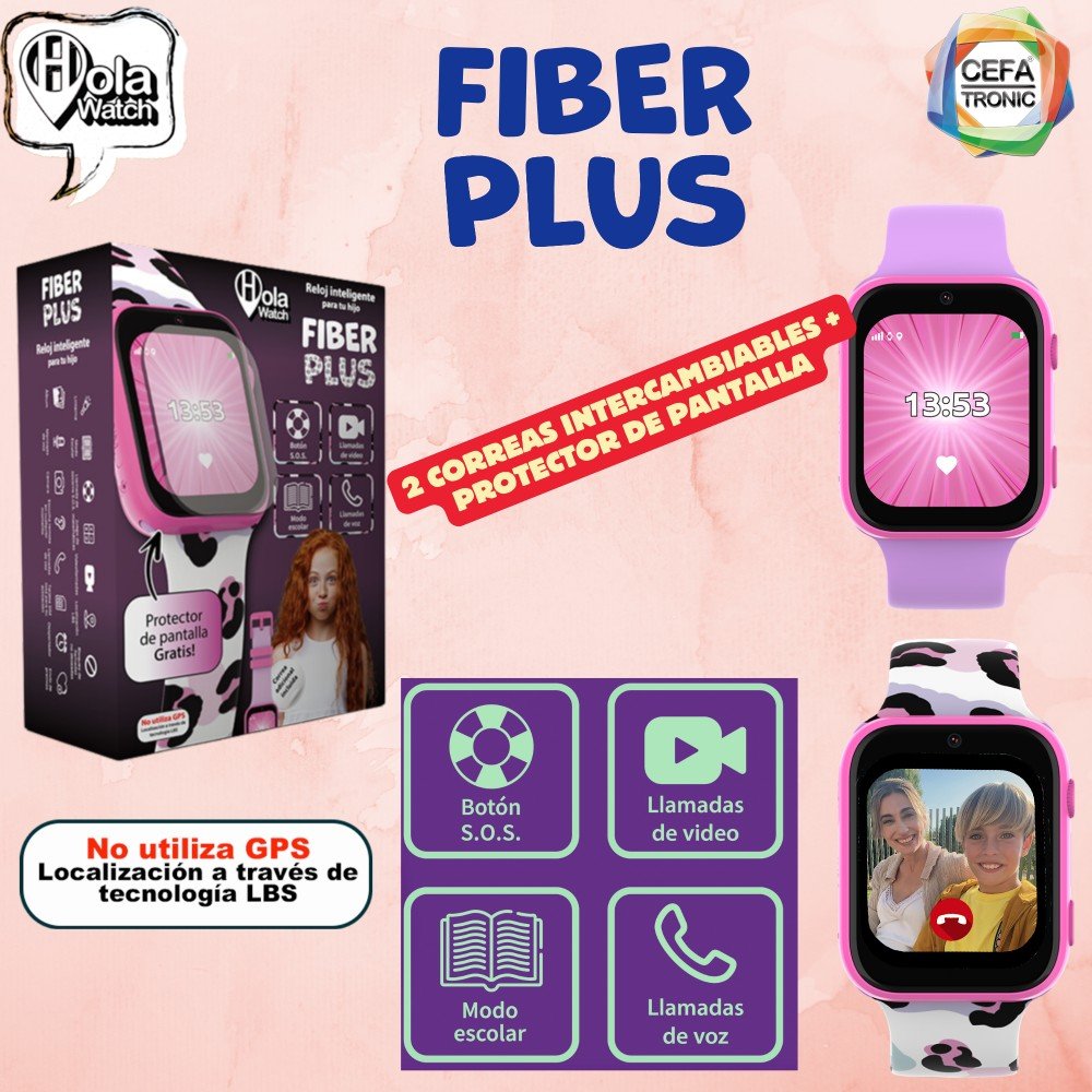 Hola Watch Fiber+ Rosa Smartwatch Para Niños 1.83" 4g