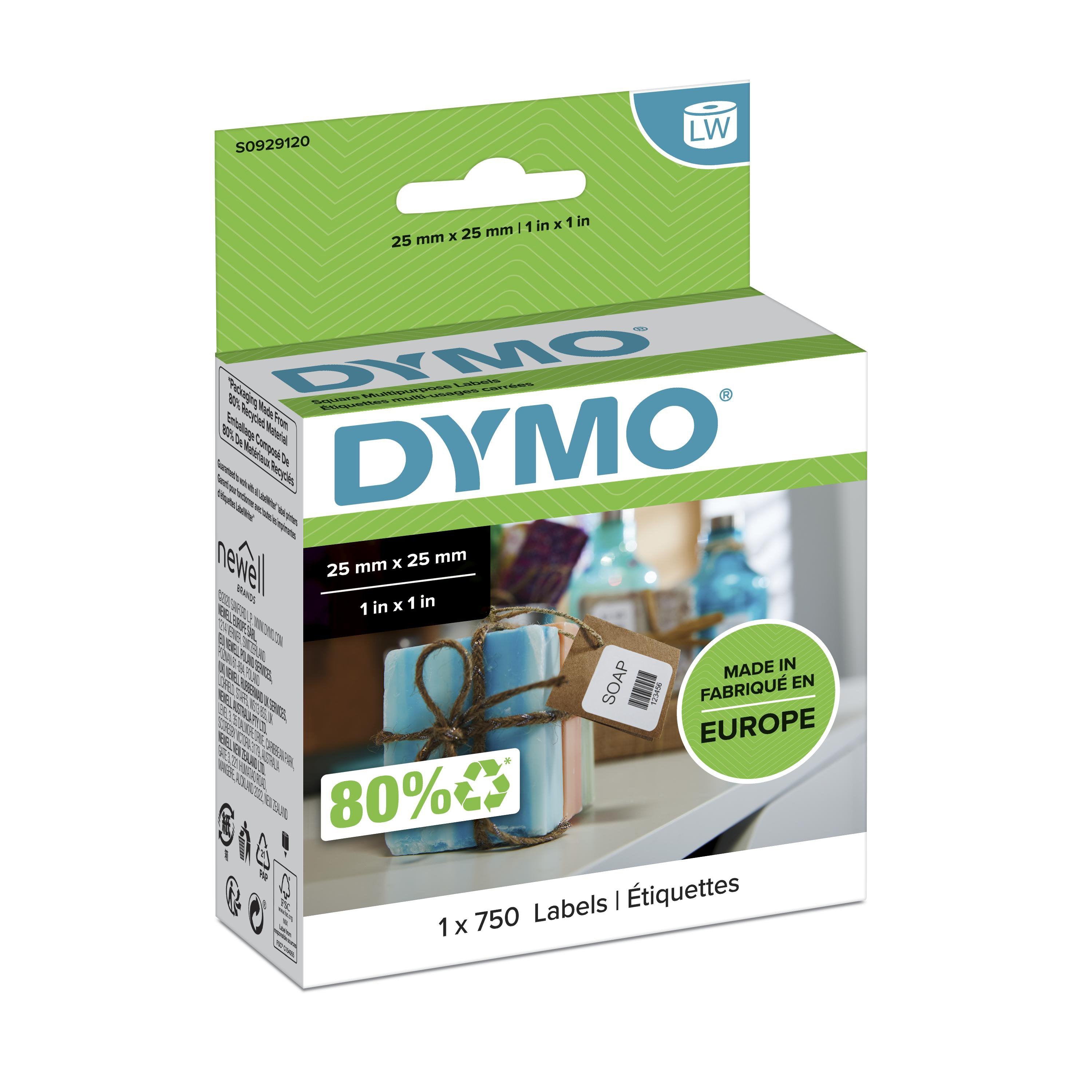EAN 3501170929124 - DYMO LW - Multi-Purpose Labels - 25 x 25 mm - S0929120 Blanco Etiqueta para impresora autoadhesiva imagen 1