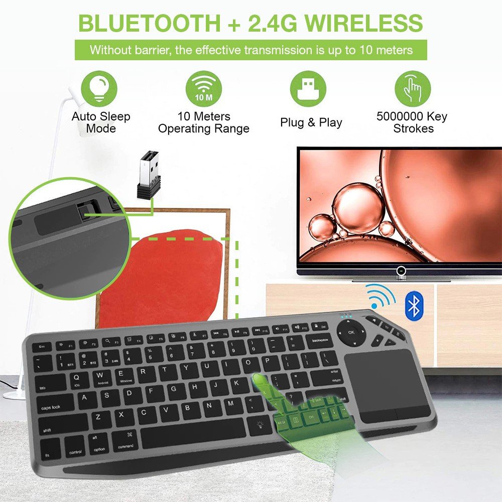 EAN 8059018365375 - Techly ICTB9801TB teclado Universal RF Wireless + Bluetooth QWERTY Inglés de EE. UU. Negro imagen 5