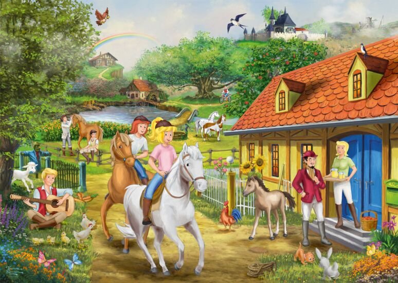 Juegos Schmidt Thomas Kinkade Studios: Bibi Y Tina - Diversión En El Martinshof, Puzzle 1000 Parts 58425