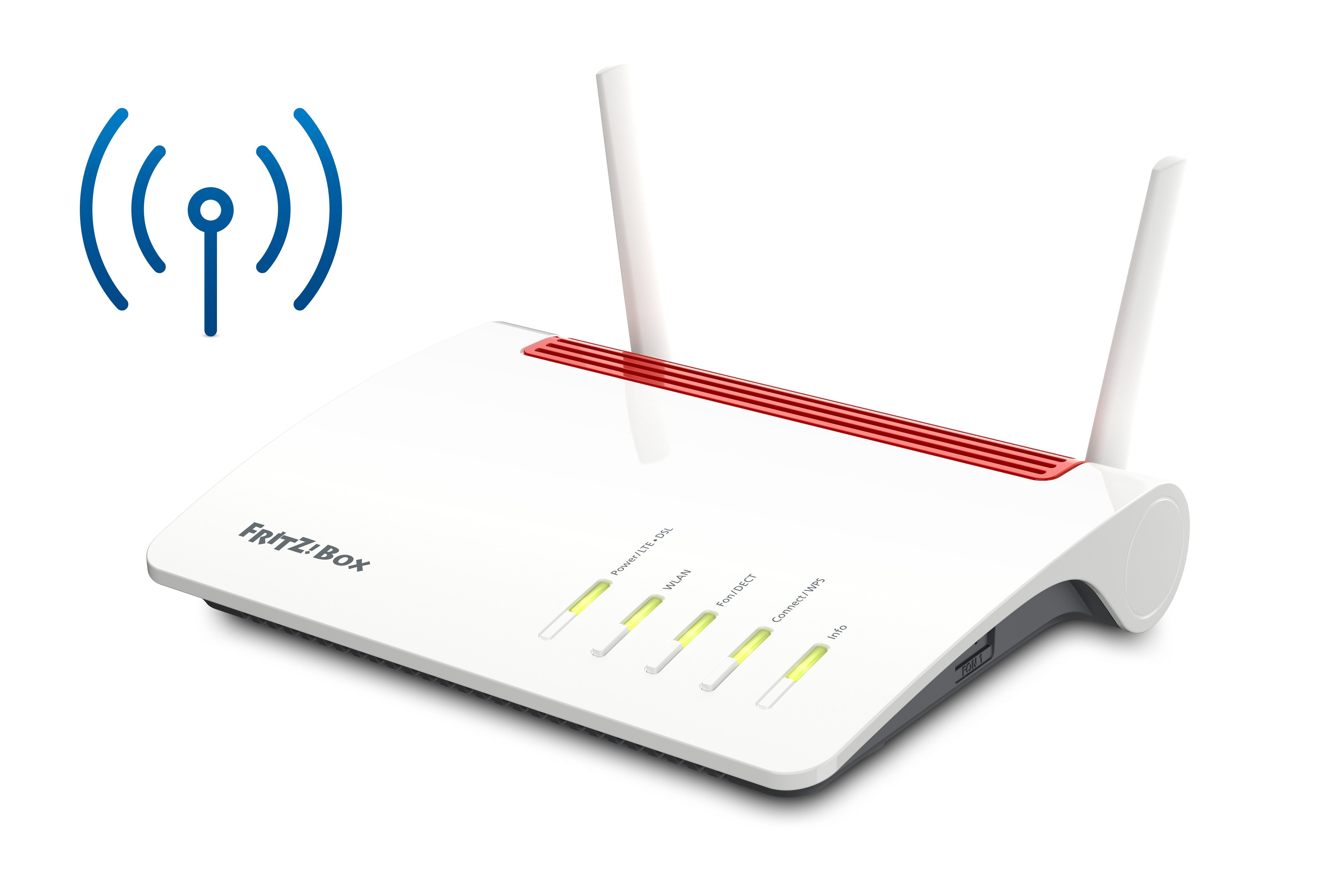 EAN 4023125028182 - Box FRITZ! 6890 LTE INT router inalámbrico Gigabit Ethernet Doble banda (2,4 GHz / 5 GHz) 4G Rojo, Blanco imagen 1