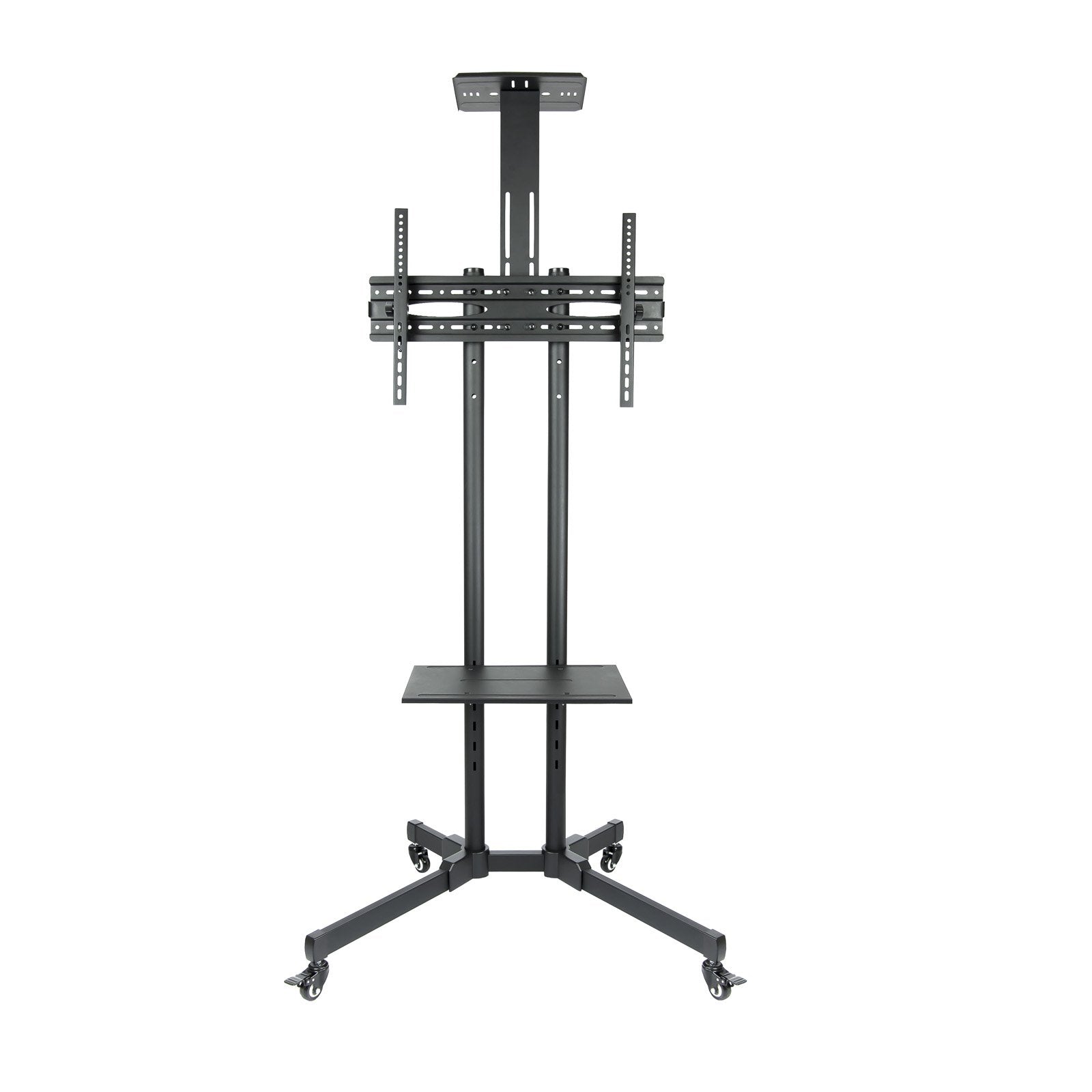 Tooq Soporte De Pantalla De Suelo Con Ruedas 37"-70" - Bloqueo De Ruedas - Dos Estantes - Peso Max 50kg - Vesa