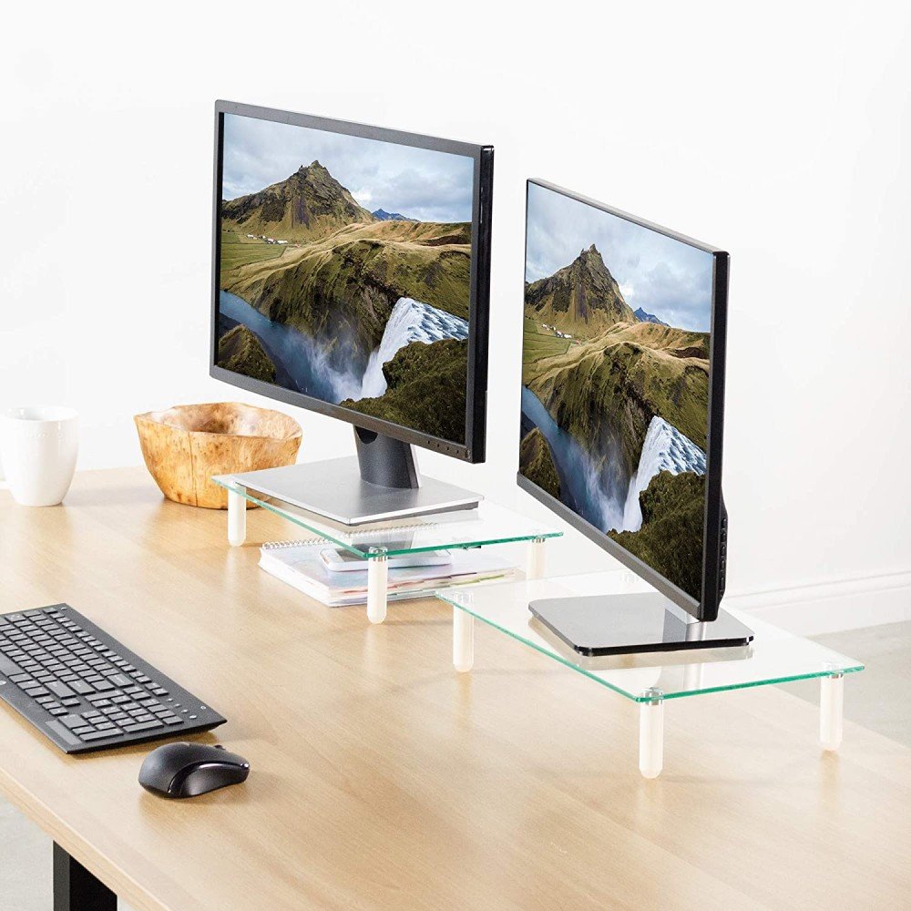 Techly Ica-Ms 461 Soporte De Mesa Para Pantalla Plana 81,3 Cm (32") Independiente Transparente, Blanco