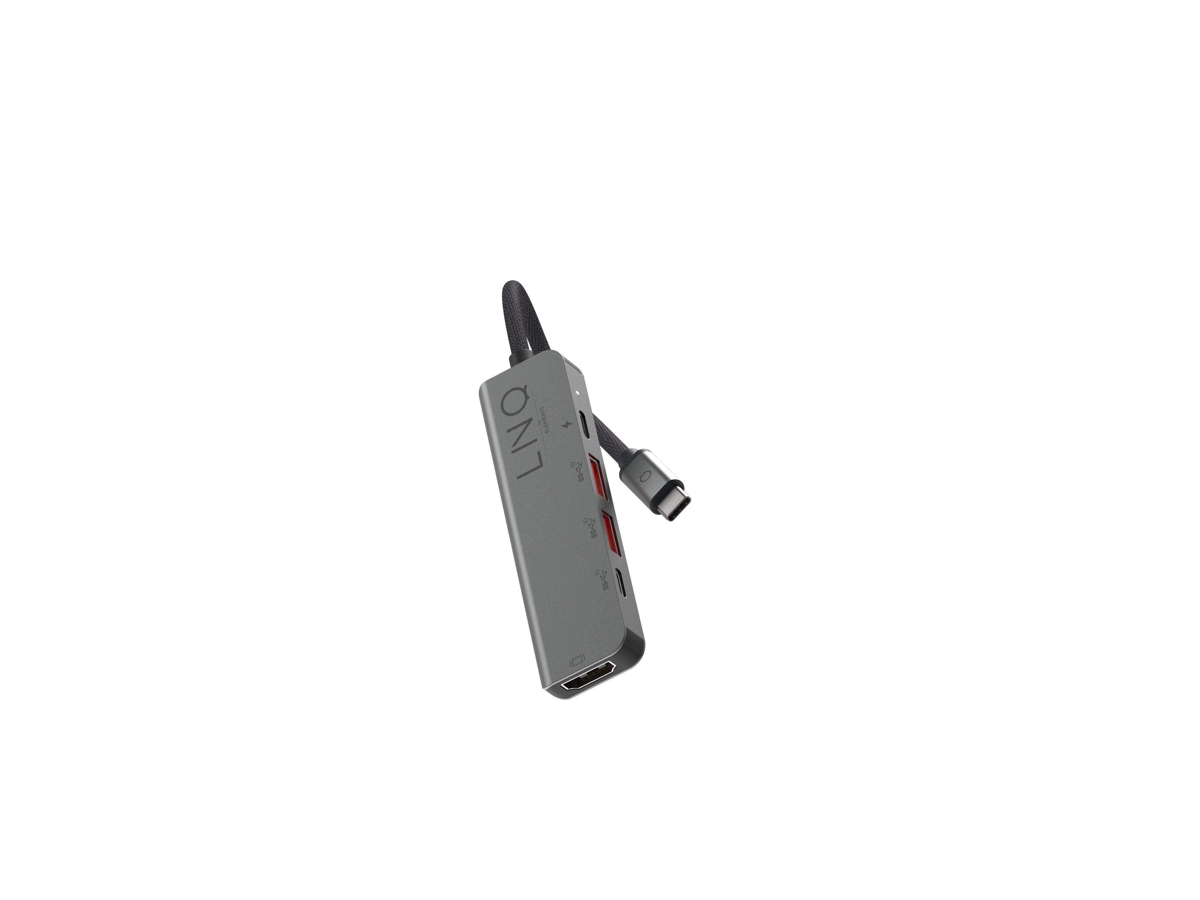 Hub Usb Tipo-C Linq Lq48014 1xusb Tipo-C 2xusb 1xhdmi 4k 1xusb Tipo-C Pd Gris