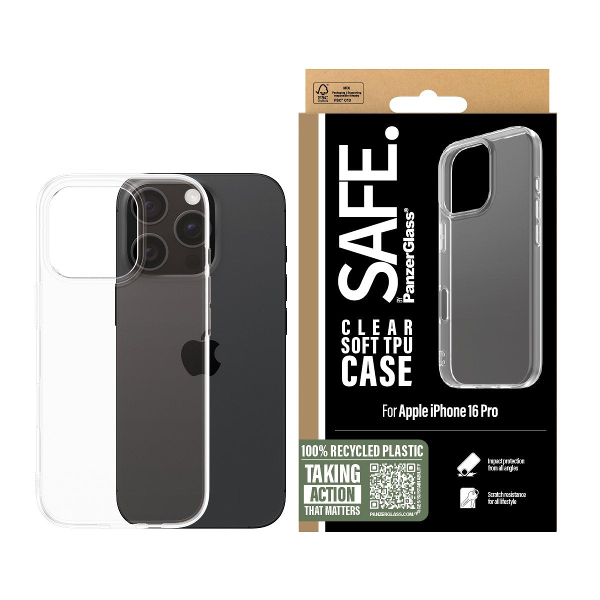 EAN 5715685003271 - PanzerGlass SAFE. by ® TPU Case Transparent iPhone 16 Pro funda para teléfono móvil Transparente imagen 2