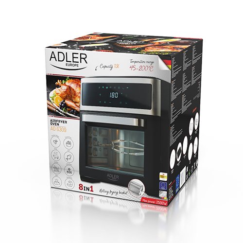 EAN 5903887803168 - Adler AD 6309 freidora Sencillo 13 L Independiente 2500 W Freidora de aire caliente Negro, Plata imagen 19