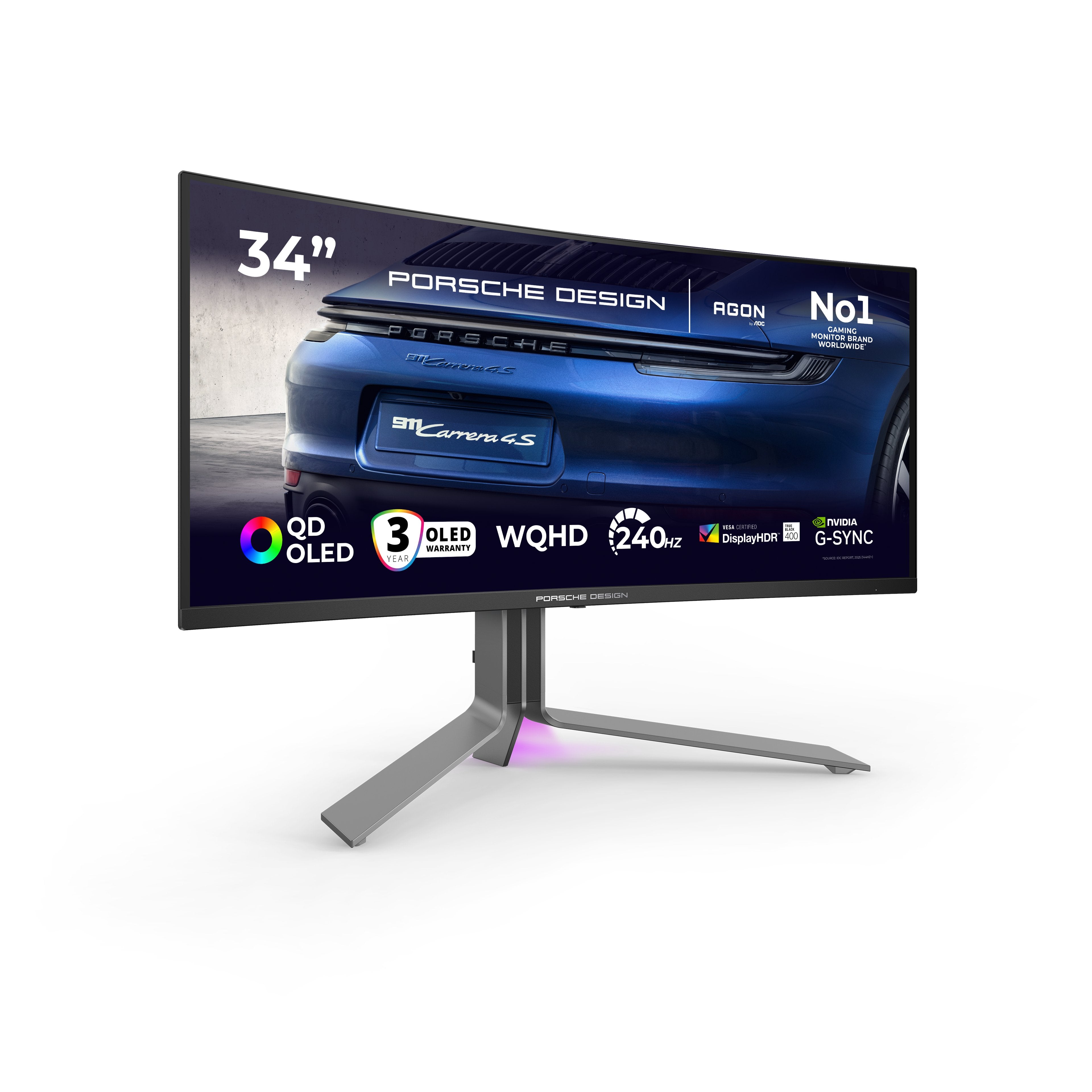 EAN 4056487052397 - AOC Porsche PD34 pantalla para PC 86,4 cm (34") 3440 x 1440 Pixeles Wide Quad HD QD-OLED Negro imagen 2